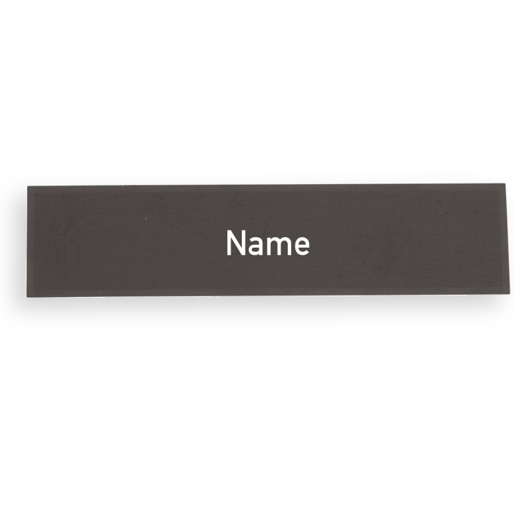 Namensschild-Einlage LIRA mit Gravur, Weiße Schrift / Schwarzer Hintergrund