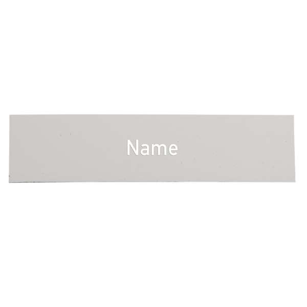 Namensschild-Einlage LIRA mit Gravur, weiße Schrift / grauer Hintergrund
