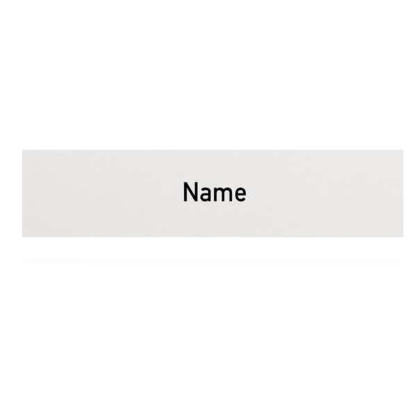 Namensschild-Einlage LIRA mit Gravur, Schwarze Schrift / Weißer Hintergrund