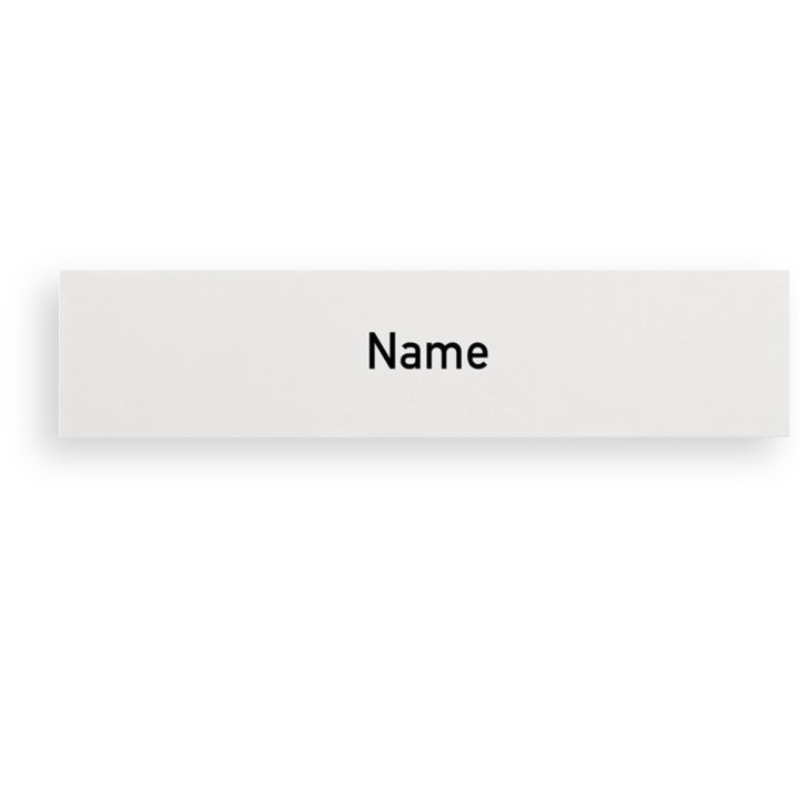 Namensschild-Einlage LIRA mit Gravur, Schwarze Schrift / Weißer Hintergrund