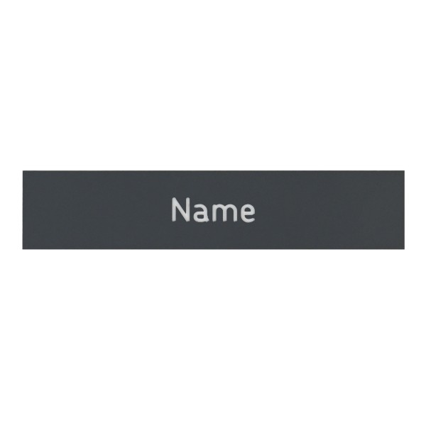 Namensschild-Einlage für Module mit Gravur, Weiße Schrift / Grauer Hintergrund