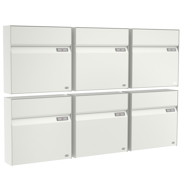 RENZ Briefkasten Erwin Verkehrsweiß mit NS92 Namensschild 6-Teilig