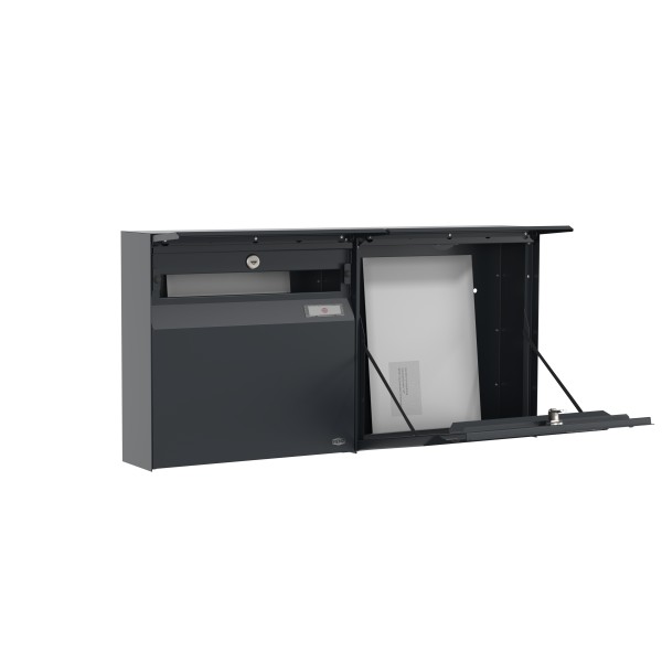 RENZ Briefkasten Erwin Anthrazitgrau mit NS92 Namensschild 2-Teilig