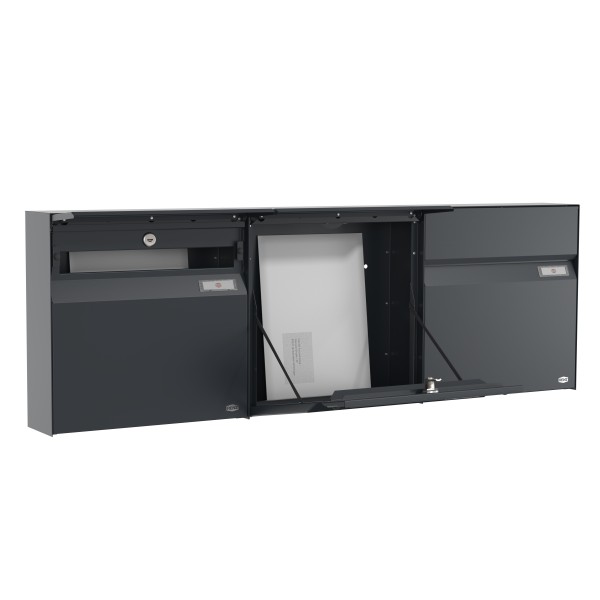 RENZ Briefkasten Erwin Anthrazitgrau mit NS92 Namensschild 3-Teilig