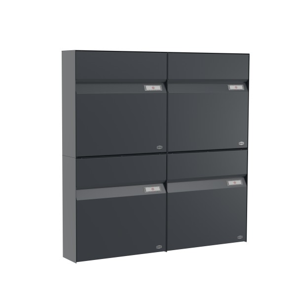 RENZ Briefkasten Erwin Anthrazitgrau mit NS92 Namensschild 4-Teilig