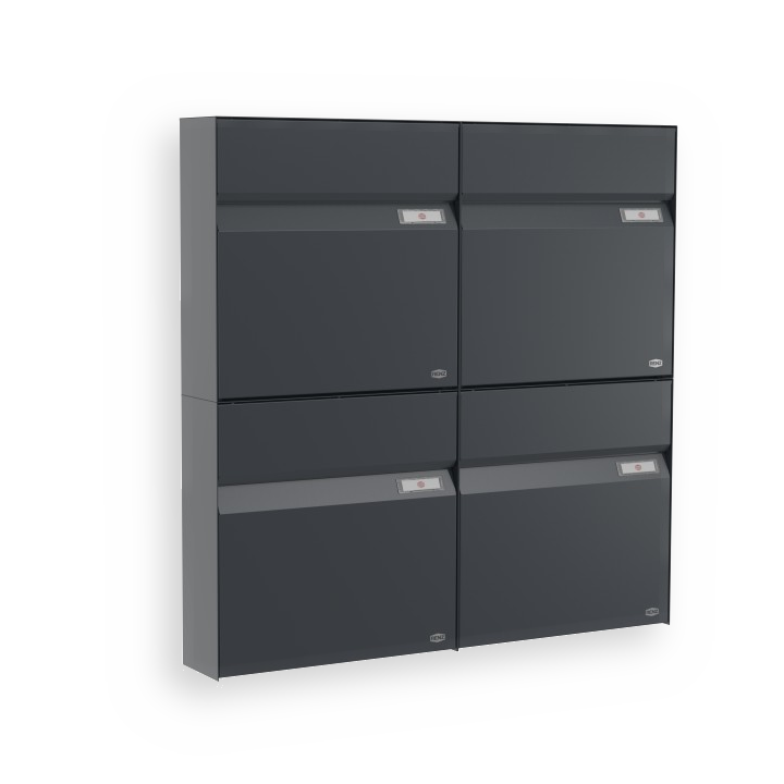 RENZ Briefkasten Erwin Anthrazitgrau mit NS92 Namensschild 4-Teilig