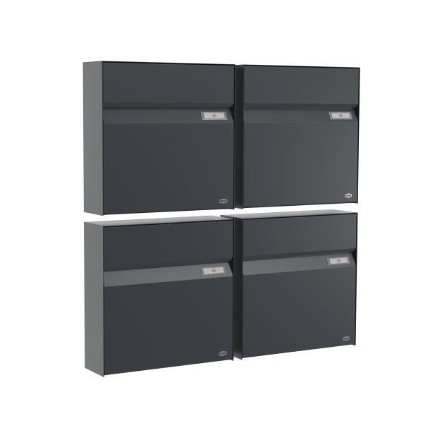 RENZ Briefkasten Erwin Anthrazitgrau mit NS92 Namensschild 4-Teilig