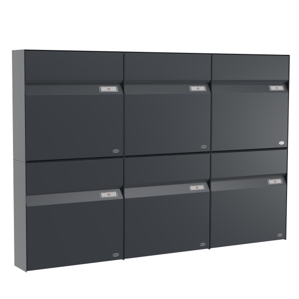 RENZ Briefkasten Erwin Anthrazitgrau mit NS92 Namensschild 6-Teilig