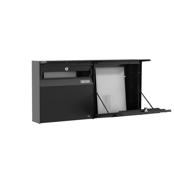 RENZ Briefkasten Erwin Tiefschwarz mit NS92 Namensschild 2-Teilig