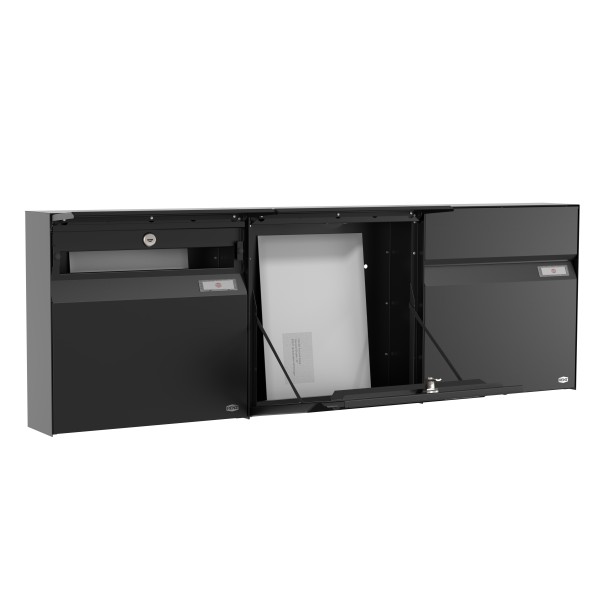 RENZ Briefkasten Erwin Tiefschwarz mit NS92 Namensschild 3-Teilig