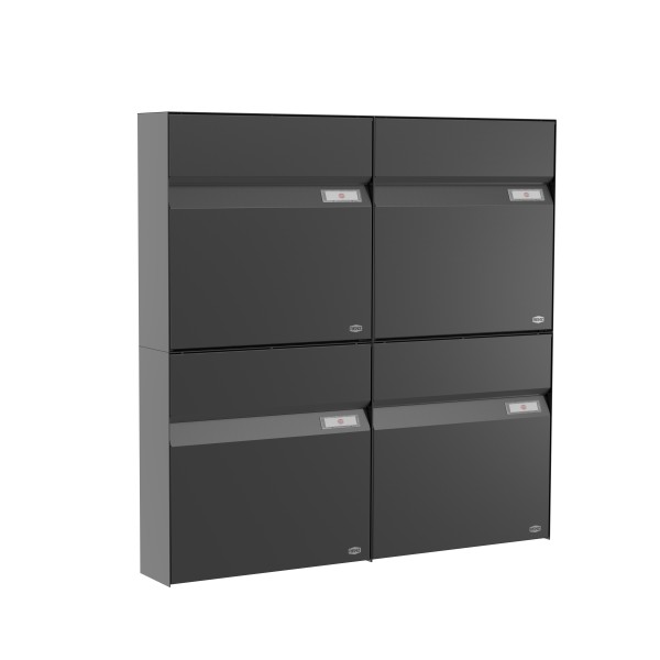 RENZ Briefkasten Erwin Tiefschwarz mit NS92 Namensschild 4-Teilig