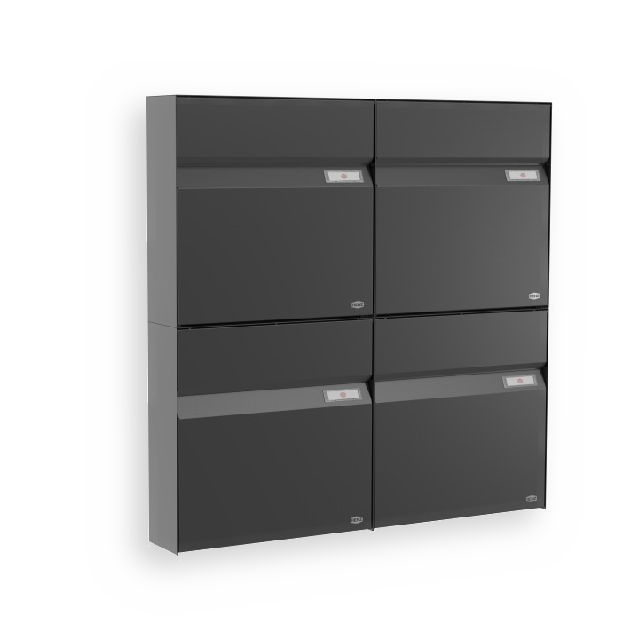 RENZ Briefkasten Erwin Tiefschwarz mit NS92 Namensschild 4-Teilig