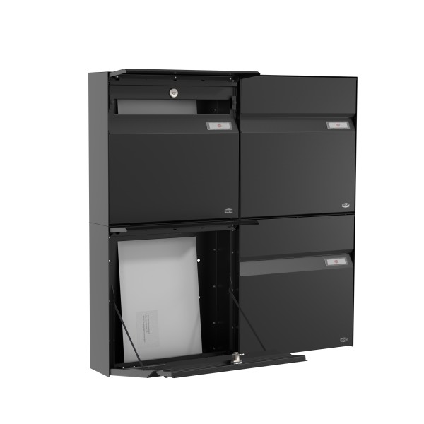 RENZ Briefkasten Erwin Tiefschwarz mit NS92 Namensschild 4-Teilig