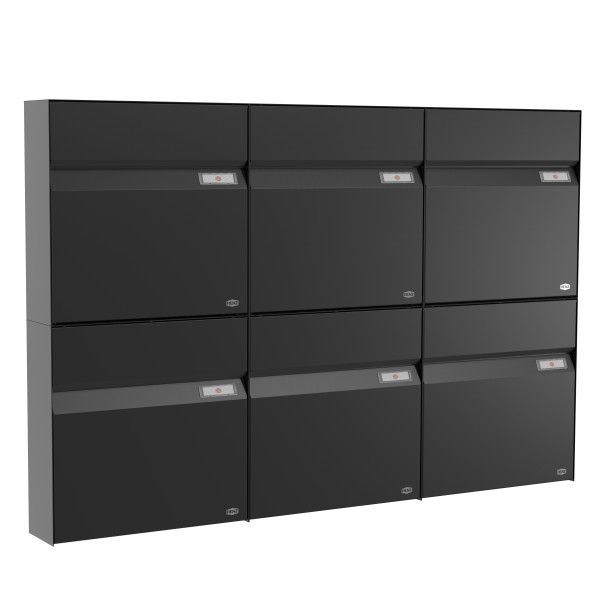 RENZ Briefkasten Erwin Tiefschwarz mit NS92 Namensschild 6-Teilig