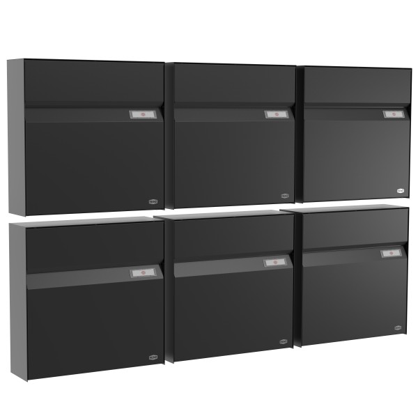 RENZ Briefkasten Erwin Tiefschwarz mit NS92 Namensschild 6-Teilig