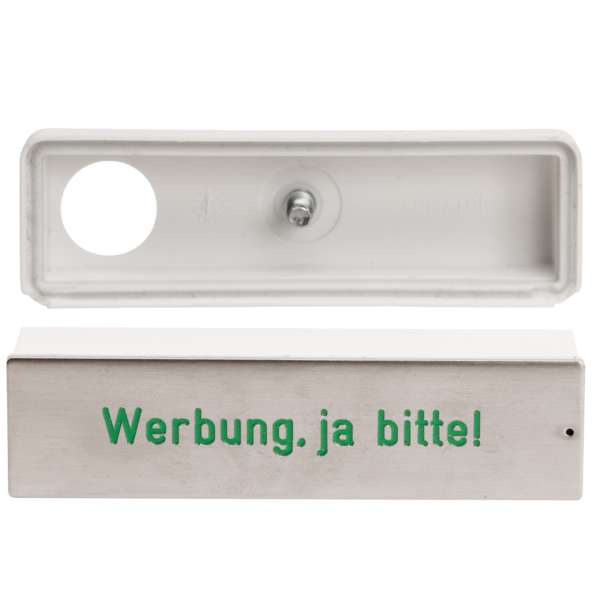 RSA2 Edelstahl Namensschild (mit Gehäuse)  Werbung ja