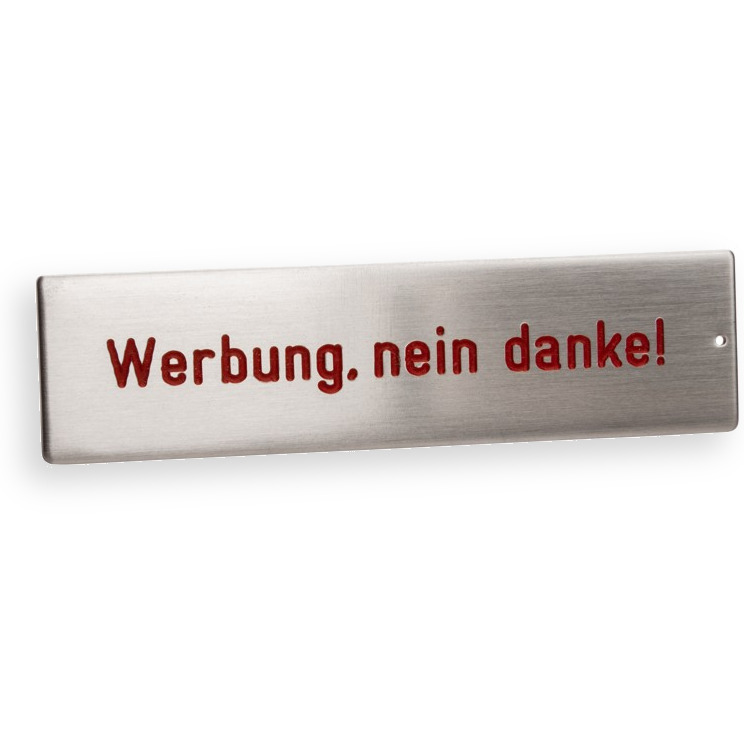 RSA2 Edelstahl Namensschild Werbung nein