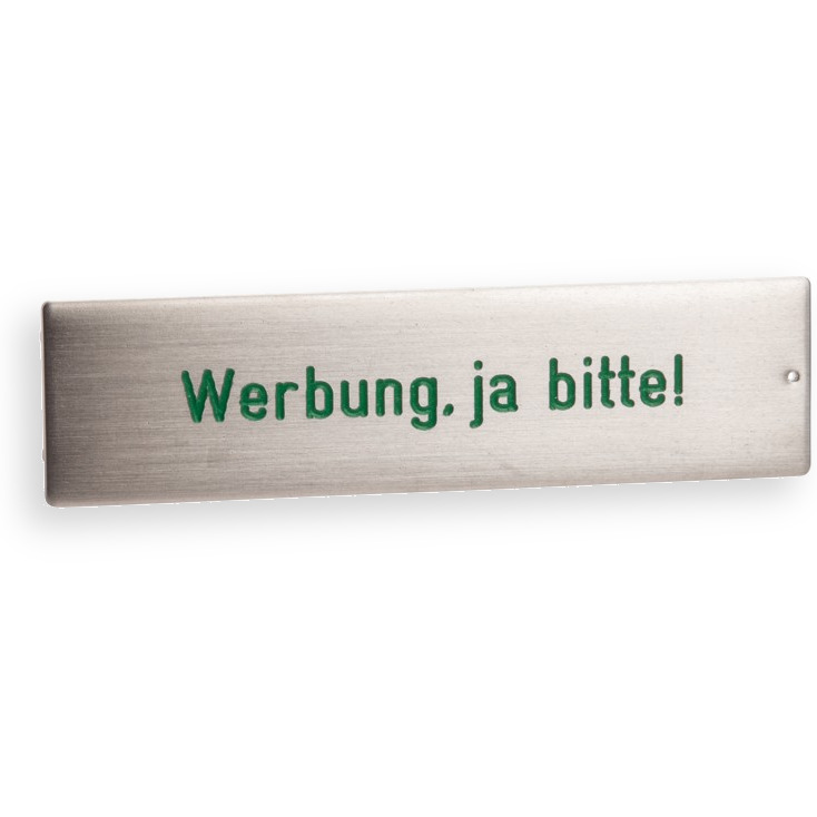 RSA2 Edelstahl Namensschild Werbung ja