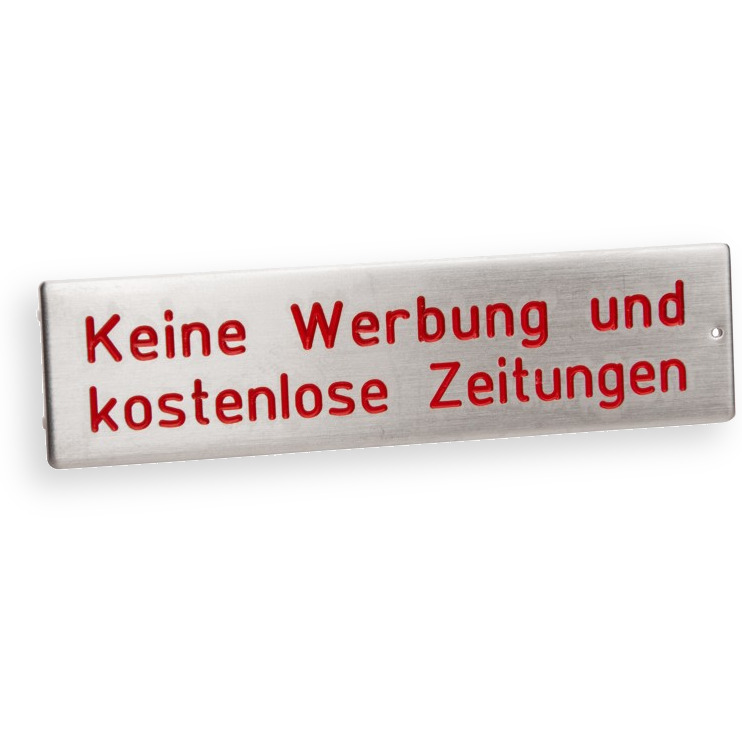 RSA2 Edelstahl Namensschild Werbung nein