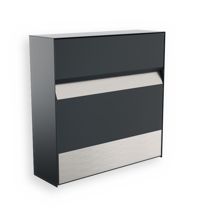 RENZ Briefkasten Erwin Anthrazitgrau mit Edelstahlschild Name, Hausnummer und Straße