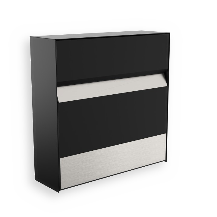 RENZ Briefkasten Erwin Tiefschwarz mit Edelstahlschild Name, Hausnummer und Straße