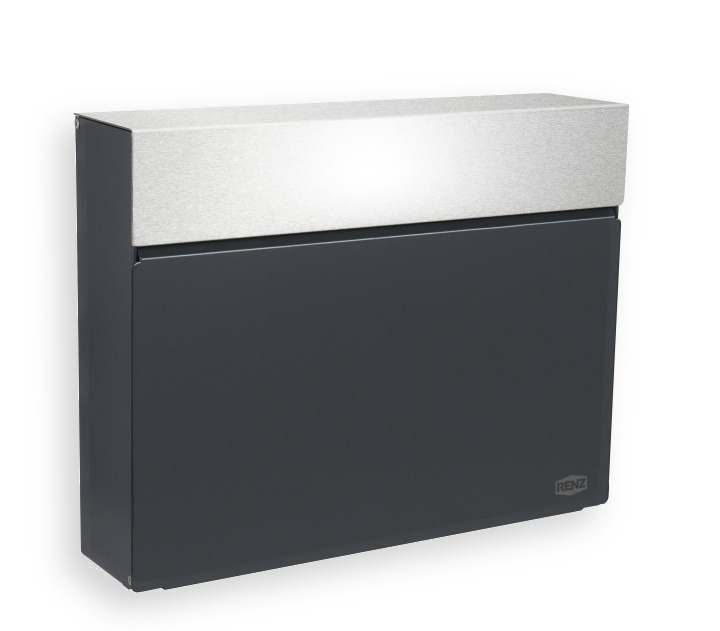RENZ Skyline Briefkasten Horizon Anthrazitgrau (mit Namensschild)