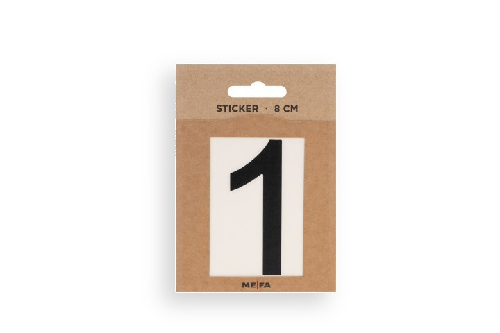 MEFA Selbstklebende Hausnummer 1 in Schwarz