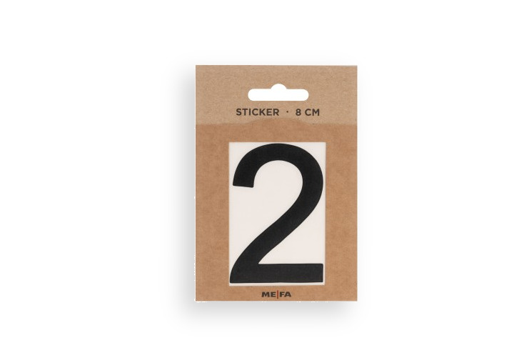 MEFA Selbstklebende Hausnummer 2 in Schwarz