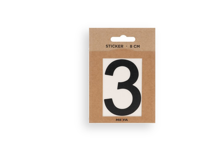 MEFA Selbstklebende Hausnummer 3 in Schwarz