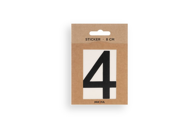 MEFA Selbstklebende Hausnummer 4 in Schwarz