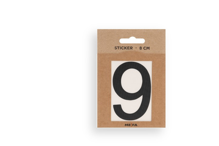 MEFA Selbstklebende Hausnummer 9 in Schwarz