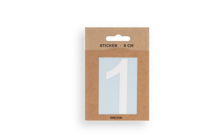 MEFA Selbstklebende Hausnummer 1 in Weiß