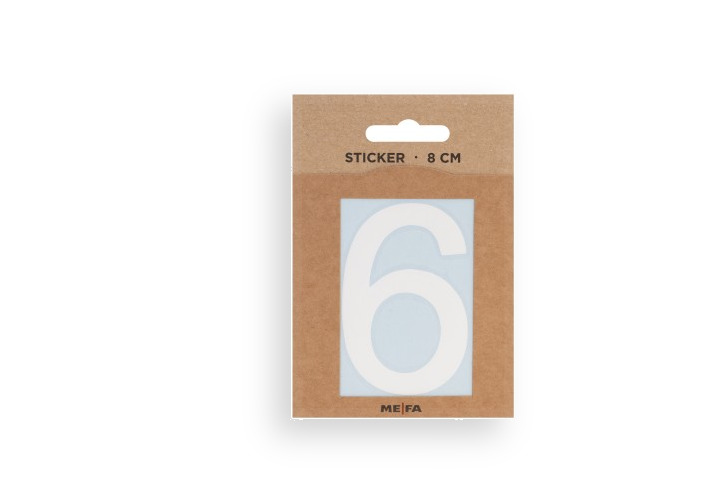 MEFA Selbstklebende Hausnummer 6 in Weiß