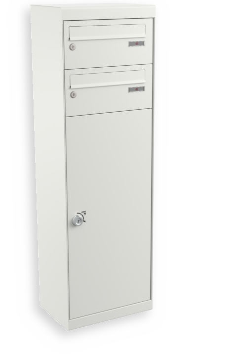 RENZ QUBO L mit zwei Briefkästen (gerades Dach), Verkehrsweiß