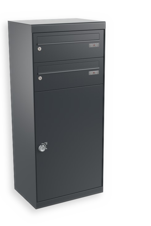 RENZ QUBO XL mit zwei Briefkästen (gerades Dach), Anthrazit