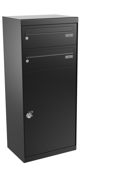 RENZ QUBO XL mit zwei Briefkästen (gerades Dach), Tiefschwarz