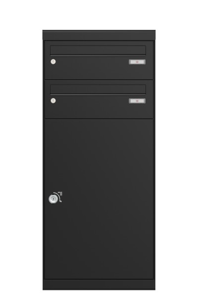 RENZ QUBO XL mit zwei Briefkästen (gerades Dach), Tiefschwarz