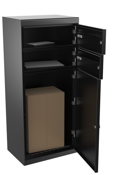 RENZ QUBO XL mit zwei Briefkästen (gerades Dach), Tiefschwarz