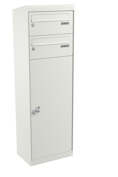 RENZ QUBO L mit zwei Briefkästen (schräges Dach), Verkehrsweiß
