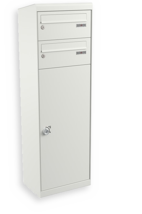 RENZ QUBO L mit zwei Briefkästen (schräges Dach), Verkehrsweiß