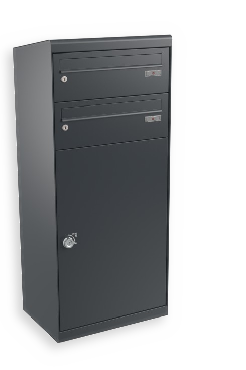 RENZ QUBO XL mit zwei Briefkästen (schräges Dach), Anthrazit