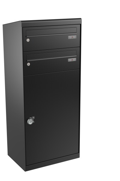 RENZ QUBO XL mit zwei Briefkästen (schräges Dach), Tiefschwarz