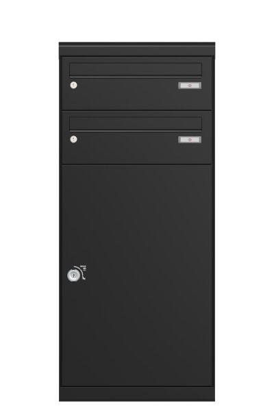 RENZ QUBO XL mit zwei Briefkästen (schräges Dach), Tiefschwarz