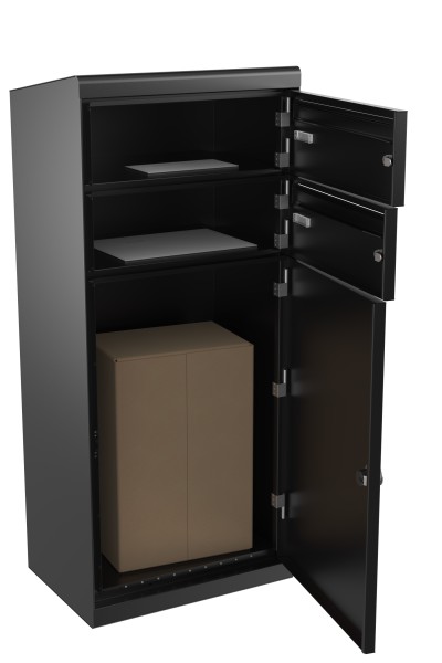 RENZ QUBO XL mit zwei Briefkästen (schräges Dach), Tiefschwarz
