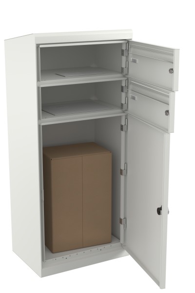 RENZ QUBO XL mit zwei Briefkästen (schräges Dach), Verkehrsweiß