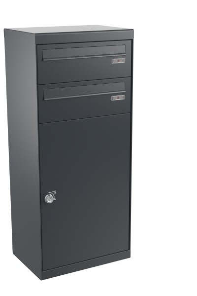 RENZ QUBO XL mit zwei Briefkästen (gerades Dach, Entnahme von hinten), Anthrazit