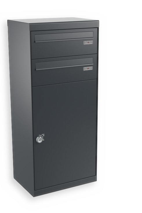 RENZ QUBO XL mit zwei Briefkästen (gerades Dach, Entnahme von hinten), Anthrazit