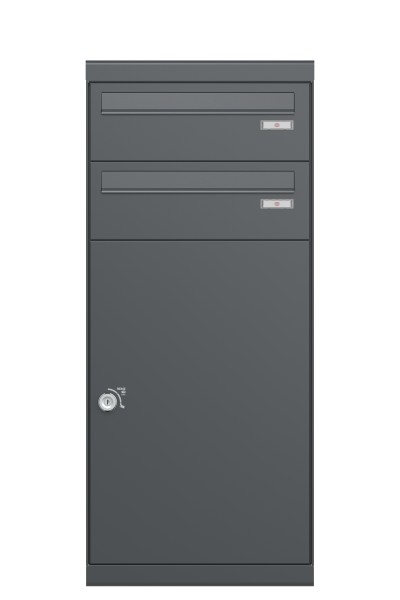 RENZ QUBO XL mit zwei Briefkästen (gerades Dach, Entnahme von hinten), Anthrazit