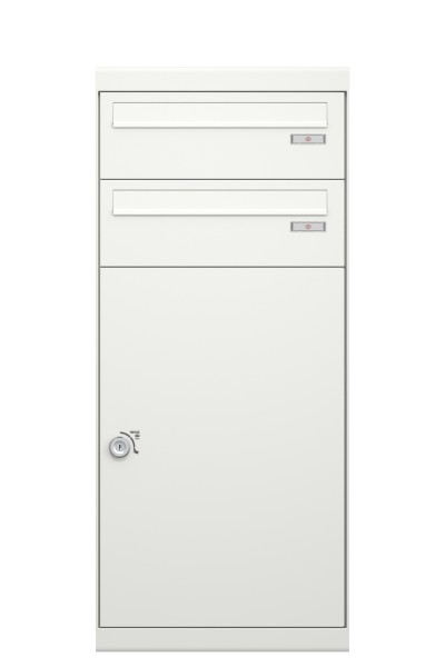 RENZ QUBO XL mit zwei Briefkästen (gerades Dach, Entnahme von hinten), Verkehrsweiß