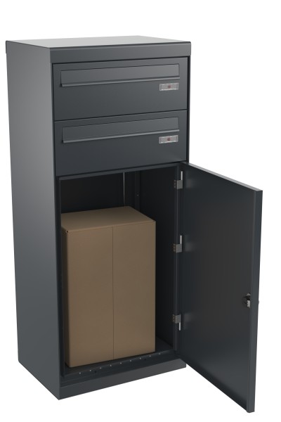 RENZ QUBO XL mit zwei Briefkästen (gerades Dach, Entnahme von hinten), Anthrazit